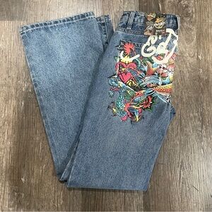 NWT Ladies Ed Hardy Denim with Vibrant Dragon Art Jeans